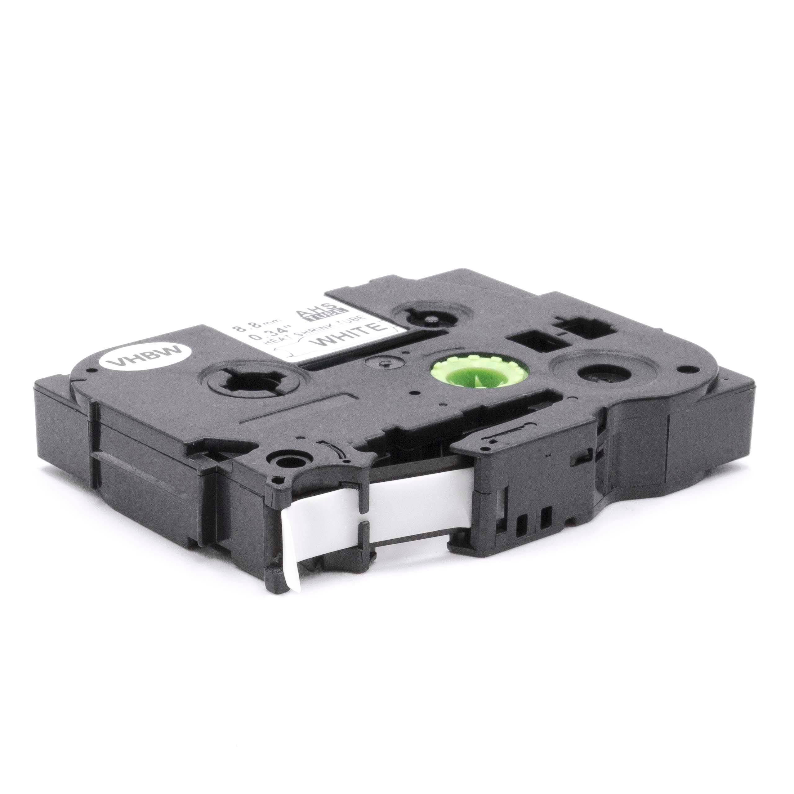 vhbw Schriftband-Kassette kompatibel mit Brother P-Touch P950NW Etiketten-Drucker Schwarz auf Weiß, Schrumpfschlauch-Kassette, 8,8 mm