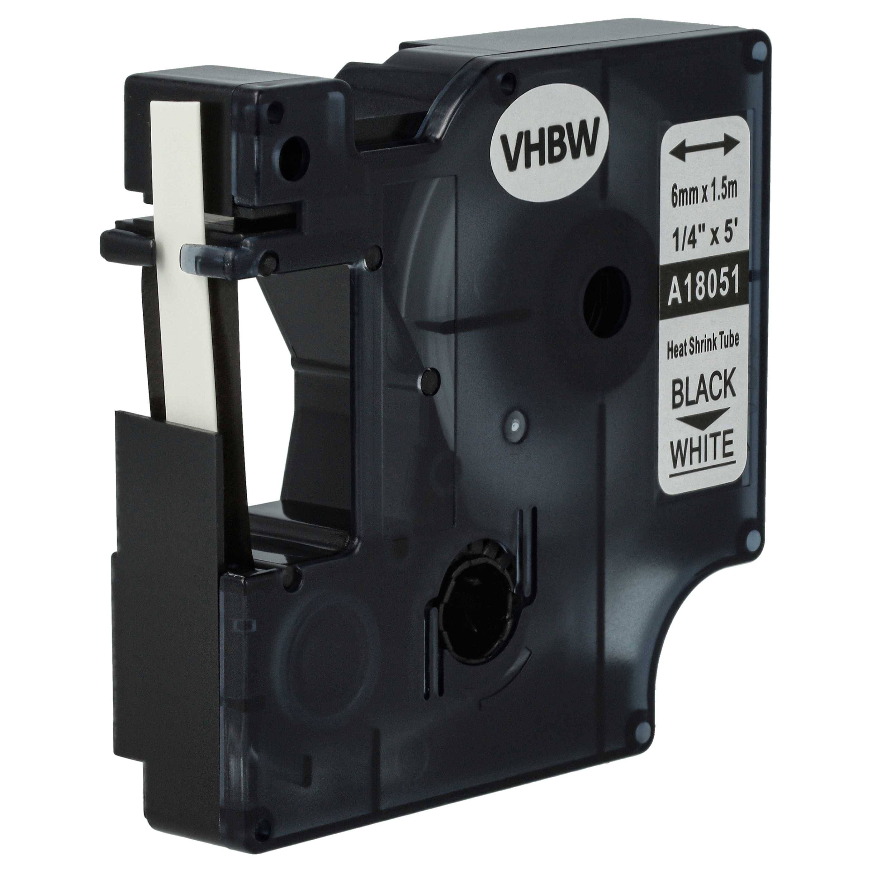 vhbw Schriftband-Kassette kompatibel mit Dymo Rhino 6000, 5200, ILP 219, 4200 Etiketten-Drucker Schwarz auf Weiß, Schrumpfschlauch-Kassette, 6 mm