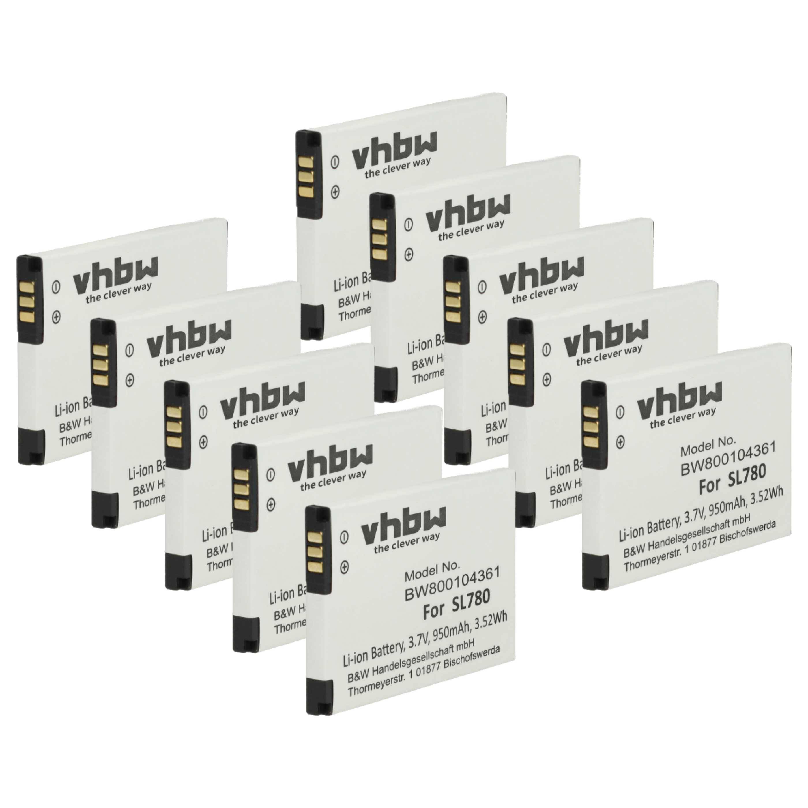 vhbw 10x Akku Ersatz für Siemens V30145-K1310-X445 für schnurlos Festnetz Telefon (950 mAh, 3,7 V, Li-Ion)