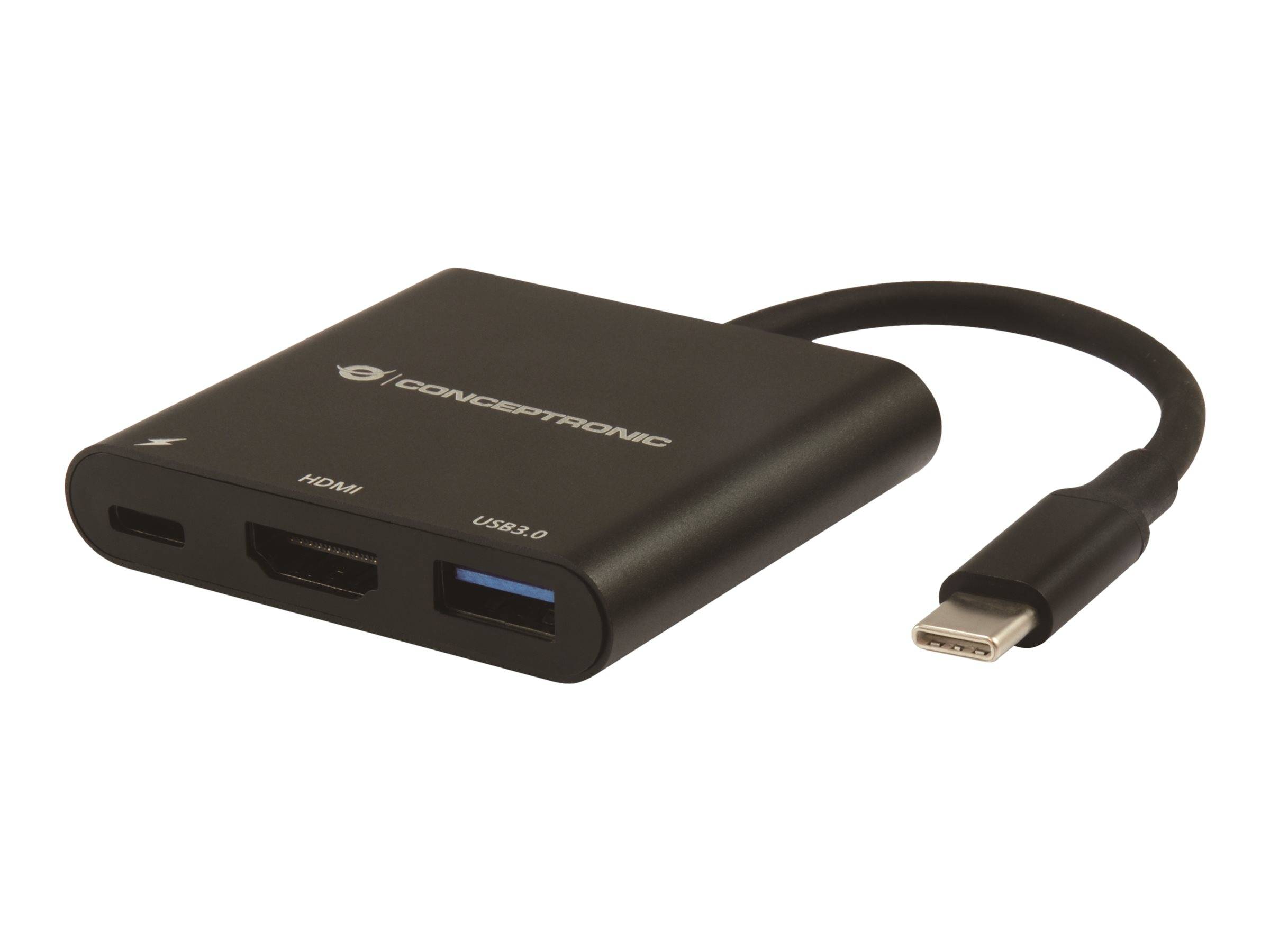 Conceptronic - Videoadapter - 24 pin USB-C männlich zu HDMI, USB Typ A, 24 pin USB-C weiblich