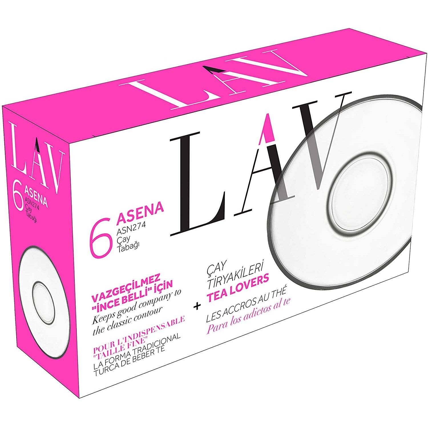 LAV 6-tlg. Unterteller-Set aus Glas für türkische Teegläser oder Tassen - oval -