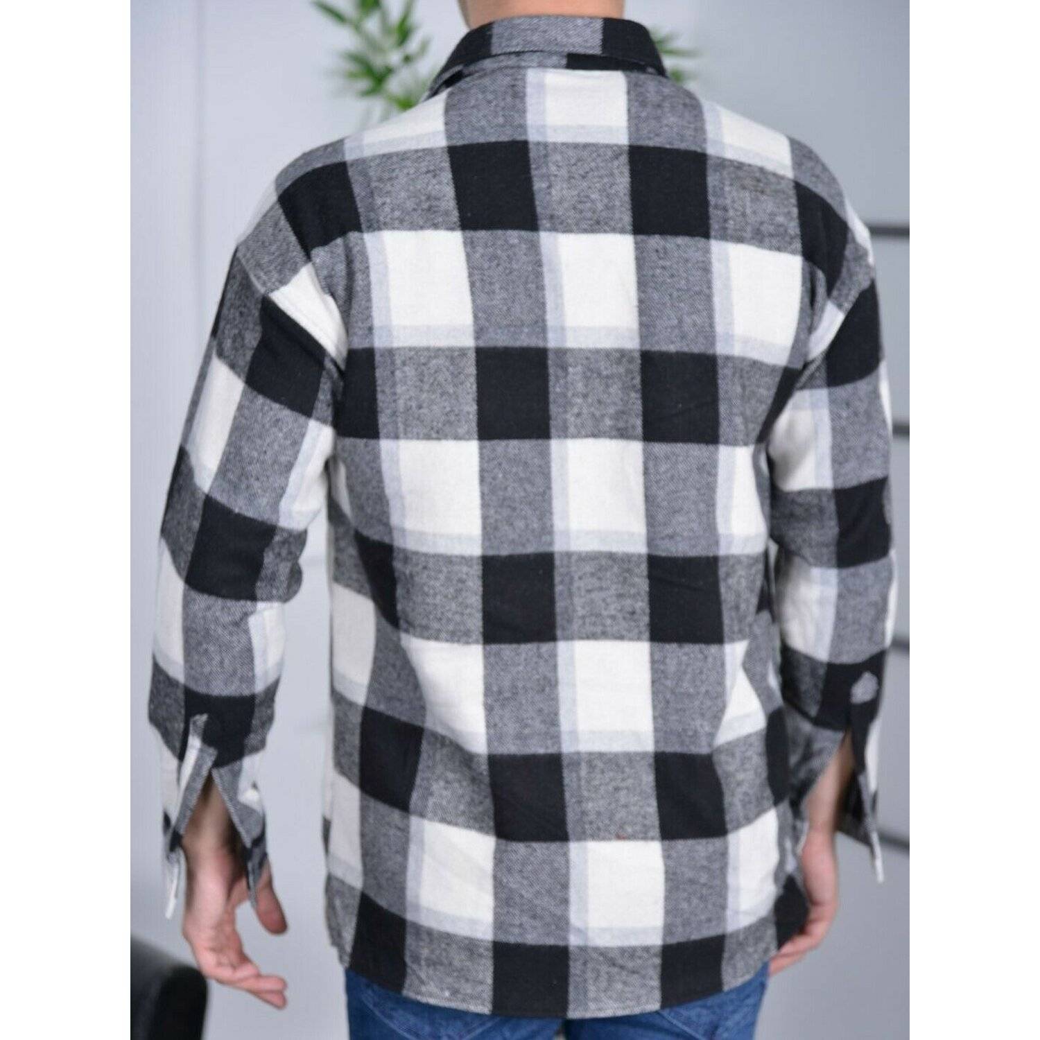 Megaman Jeans H-258 Flanellhemd Kariert Hemd Holzfällerhemd Herren Holzfäller Baumwolle L Schwarz