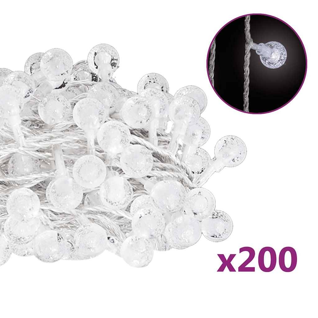 vidaXL Lichterkette Kugeln 20 m 200 LED Kaltweiß 8 Funktionen