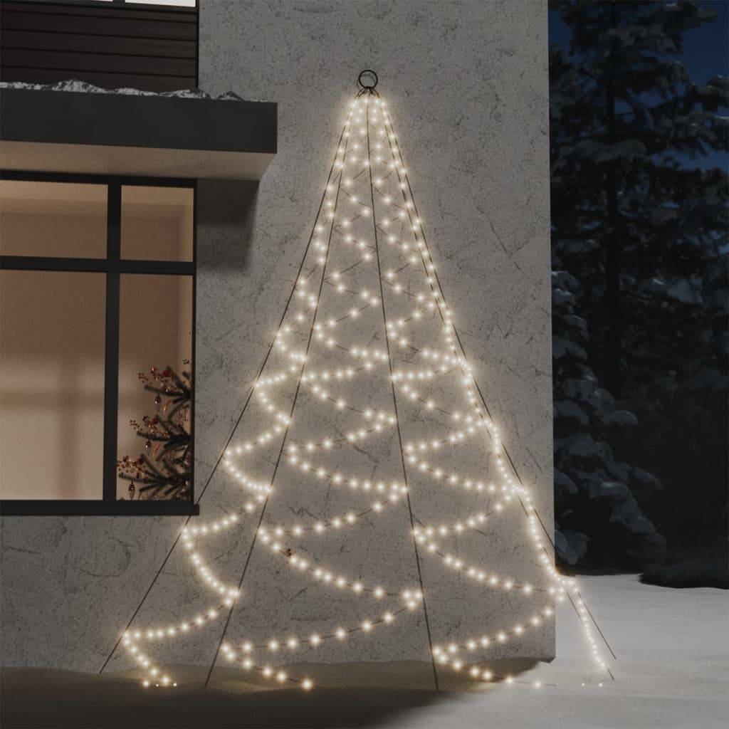 vidaXL Weihnachtsbaum an der Wand mit Metallhaken 260 LED Warmweiß 3 m