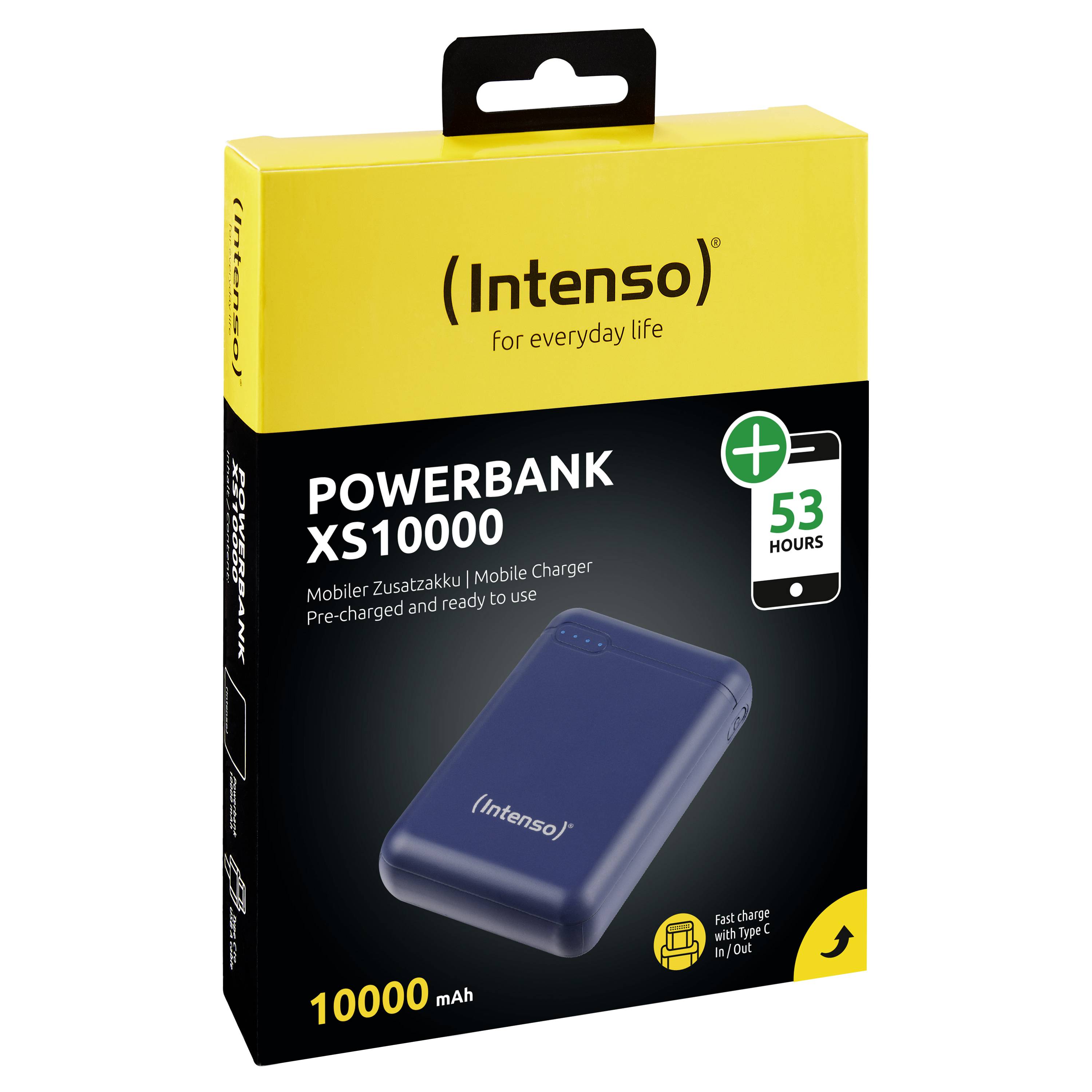 Intenso XS10000 - Powerbank - 10000 mAh - 3.1 A - 2 Ausgabeanschlussstellen (USB, 24 pin USB-C)