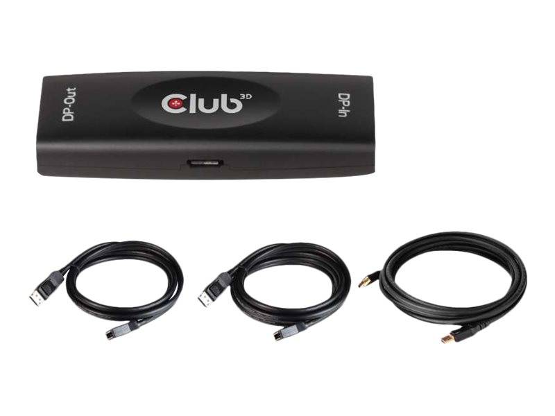 Black Club 3D USB-Schalterbox mit zwei bedruckten Seiten, auf denen „DP out