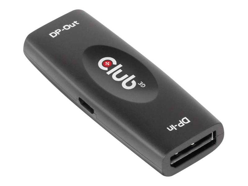 Schwarzer HDMI-Adapter mit der Bezeichnung „DP-Out