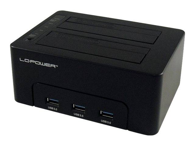 LC-POWER - LC Power LC-DOCK-U3-HUB - HDD-Dockingstation mit Netzanzeige, 3-Port-USB-Hub, Ein/Aus-Schalter, Klon-Funktion