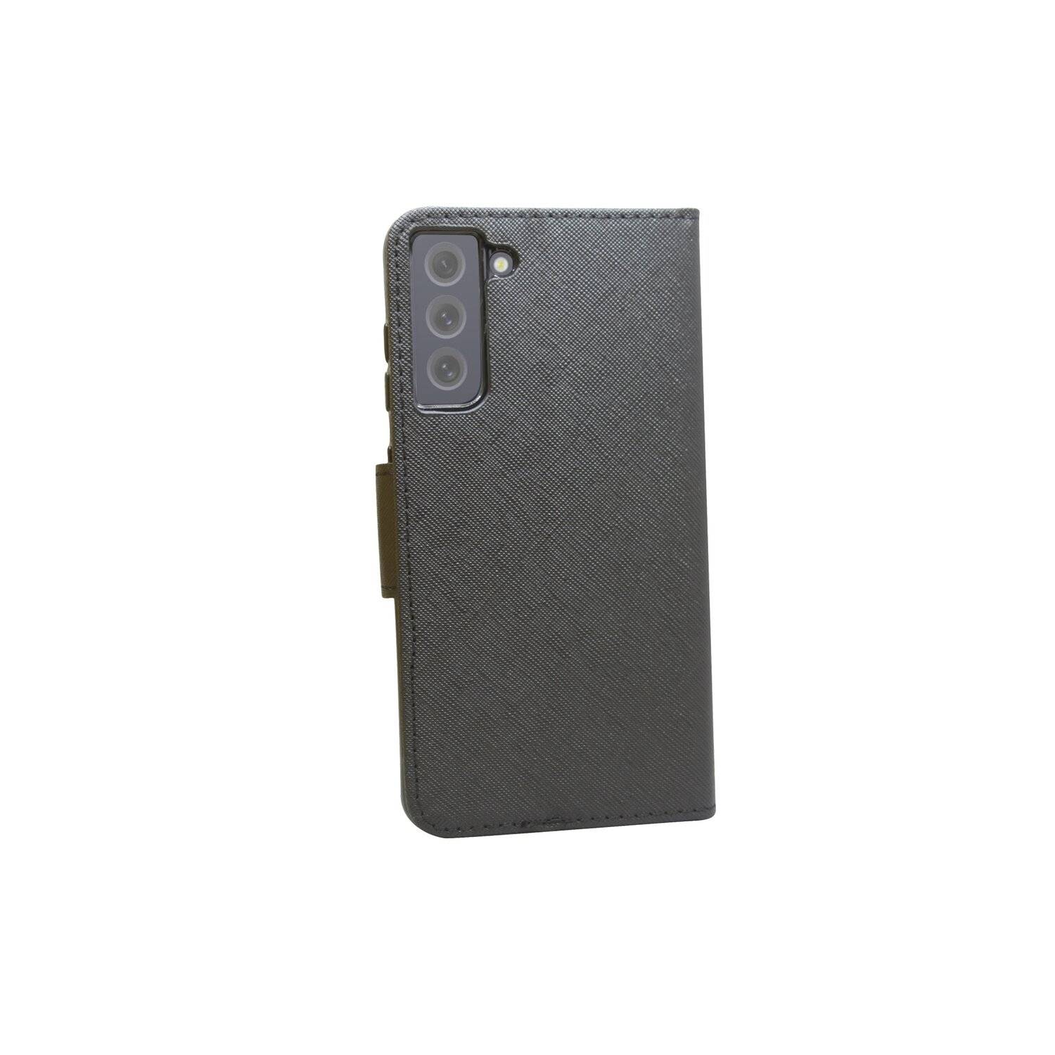 Buch Tasche "Fancy" für SAMSUNG GALAXY S21 FE Handy Hülle Etui Schutzhülle mit Standfunktion, Kartenfach Schwarz