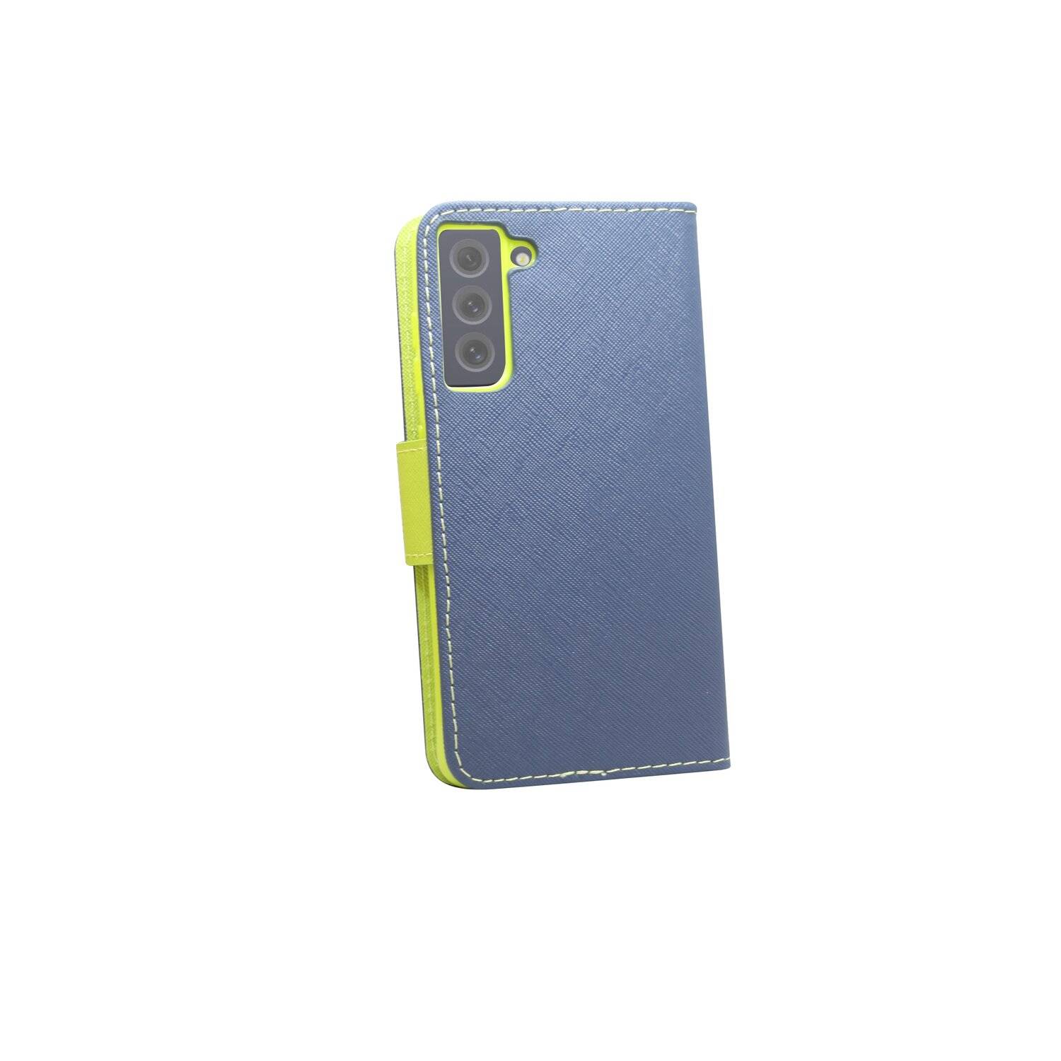 Buch Tasche "Fancy" für SAMSUNG GALAXY S21 FE Handy Hülle Etui Schutzhülle mit Standfunktion, Kartenfach Blau-Grün
