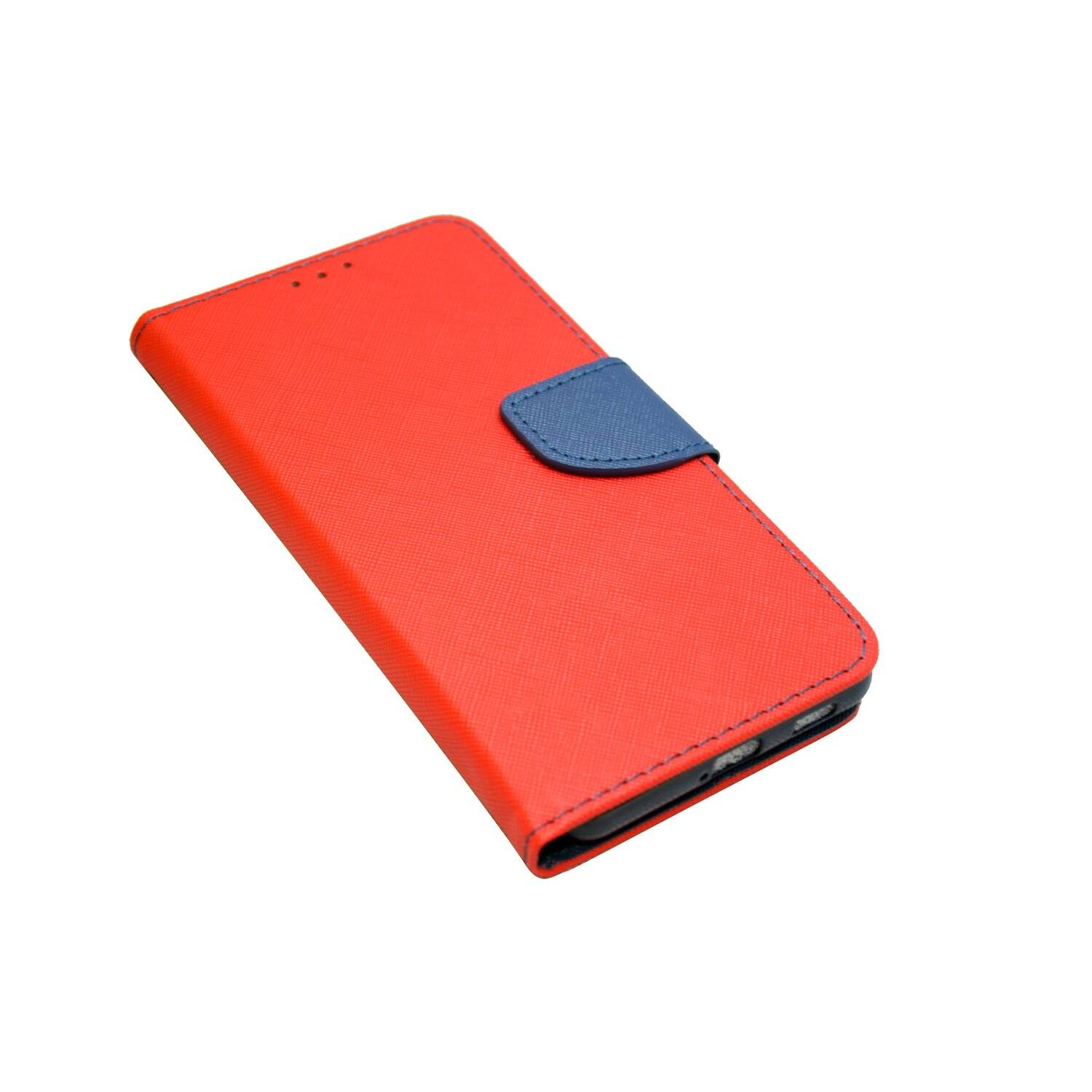 Buch Tasche "Fancy" für SAMSUNG GALAXY S21 FE Handy Hülle Etui Schutzhülle mit Standfunktion, Kartenfach Rot-Blau