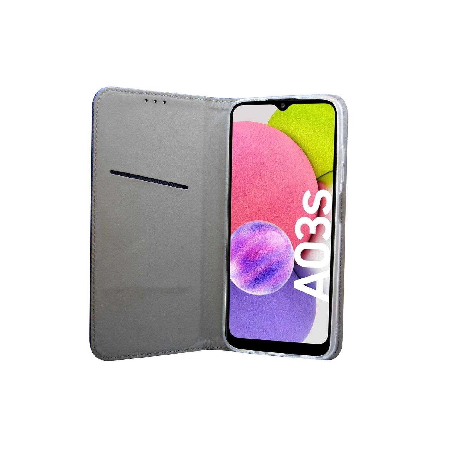 Buch Tasche "Smart" für SAMSUNG GALAXY A03s ( A037G ) Handy Hülle Etui Schutzhülle mit Standfunktion, Kartenfach Blau