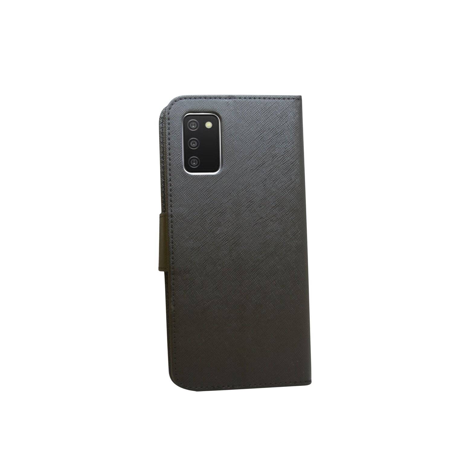 Buch Tasche "Fancy" für SAMSUNG GALAXY A03s (A037G) Handy Hülle Etui Schutzhülle mit Standfunktion, Kartenfach Schwarz