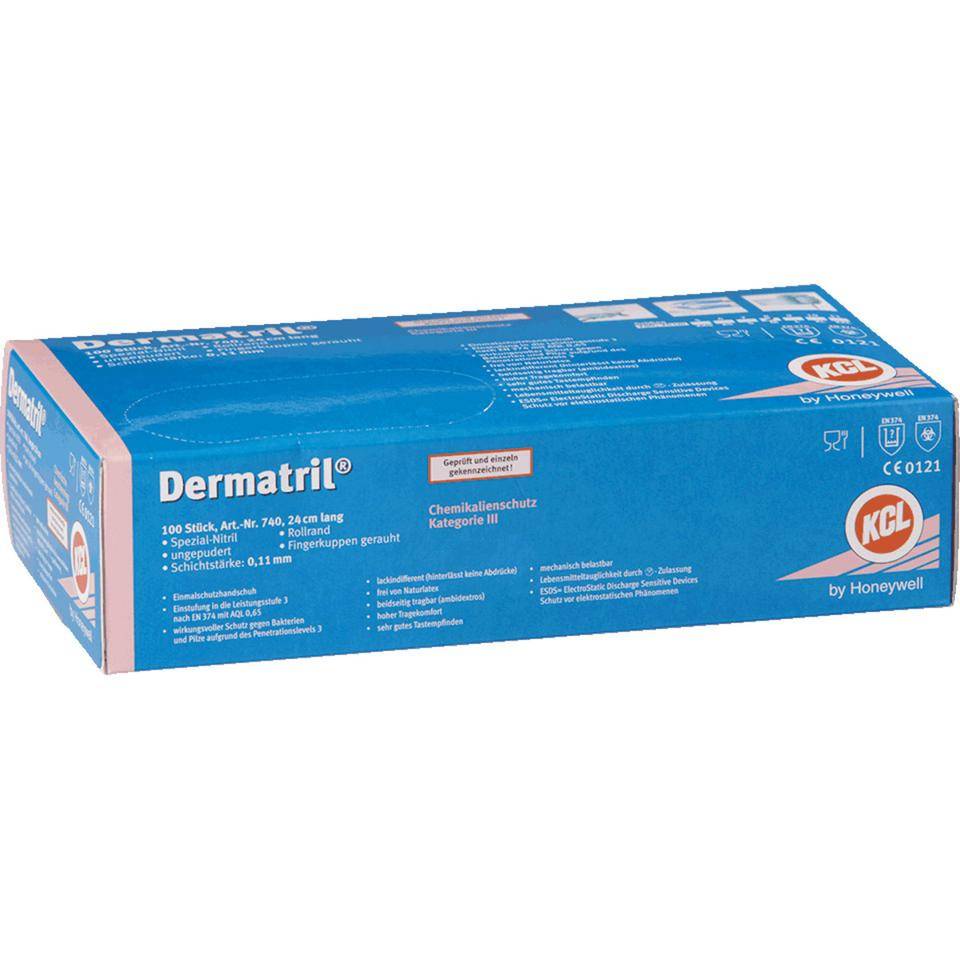 KCL Einmalhandschuh Dermatril® 740, Kat.III, hellblau, Nitril, Größe 7, 100/VE