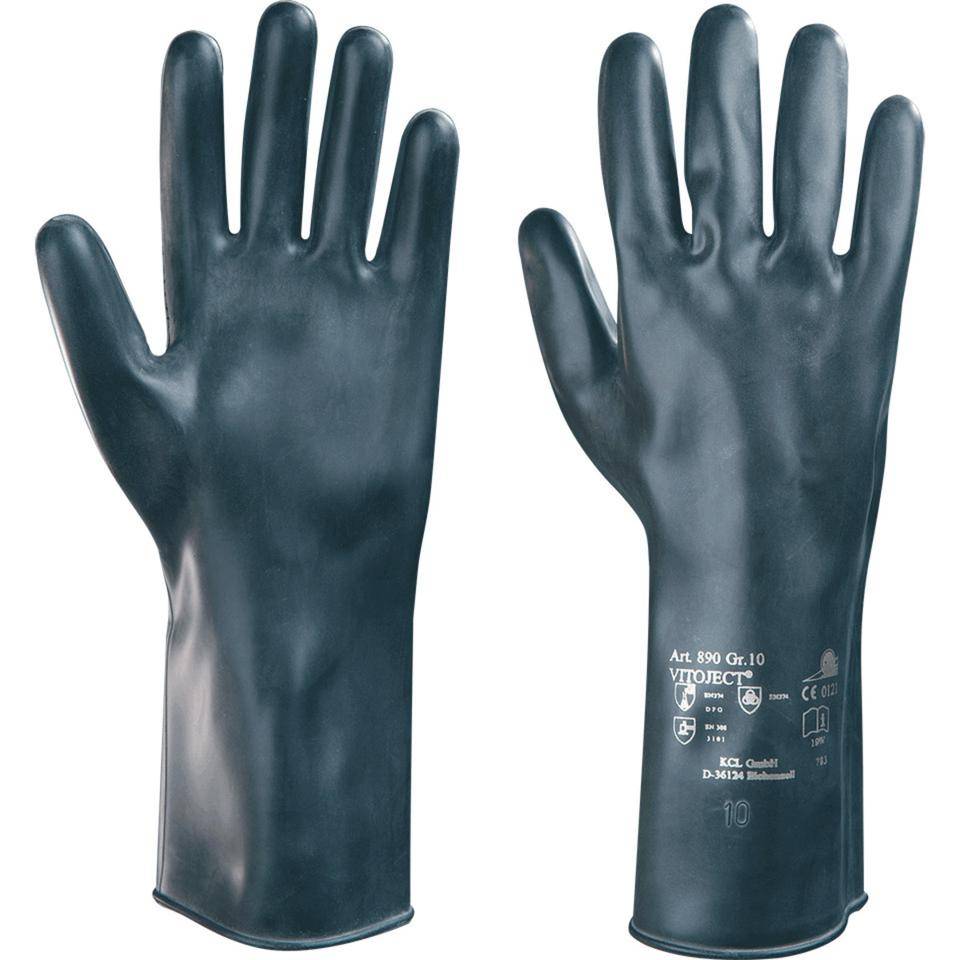 KCL Chemikalien-Schutzhandschuh Vitoject® 890, Kat.III, schwarz,350mm, Größe 8