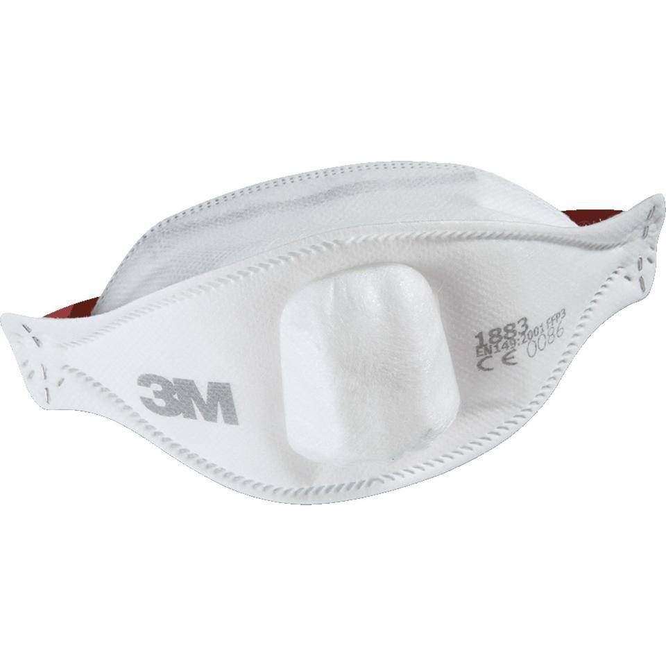 3M 2-Wege-Atemschutzmaske 1883+ FFP3 NR D, mit Ausatemventil, weiß, 8/VE