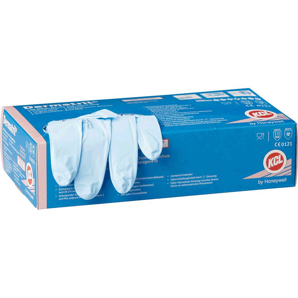 KCL Einmalhandschuh Dermatril® L 741, Kat.III, blau, Nitril, 280mm, Größe 8, 100/VE
