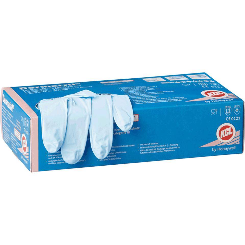 KCL Einmalhandschuh Dermatril® L 741, Kat.III, blau, Nitril, 280mm, Größe 7, 100/VE