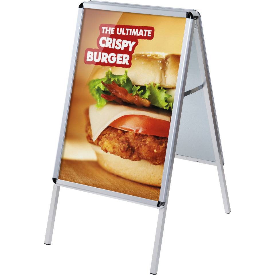Doppelseitiger Plakataufsteller, Außeneinsatz, Aluminium, DIN A1, 32mm