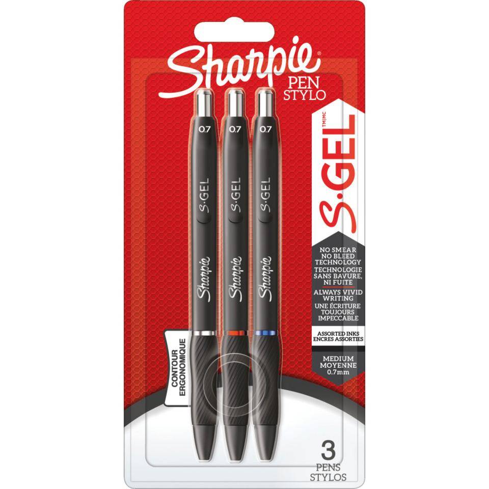Newell Brands, Sharpie® S-Gel, Gelschreiber, Rot/Blau/Schwarz, 3/VE, 95x16x194mm