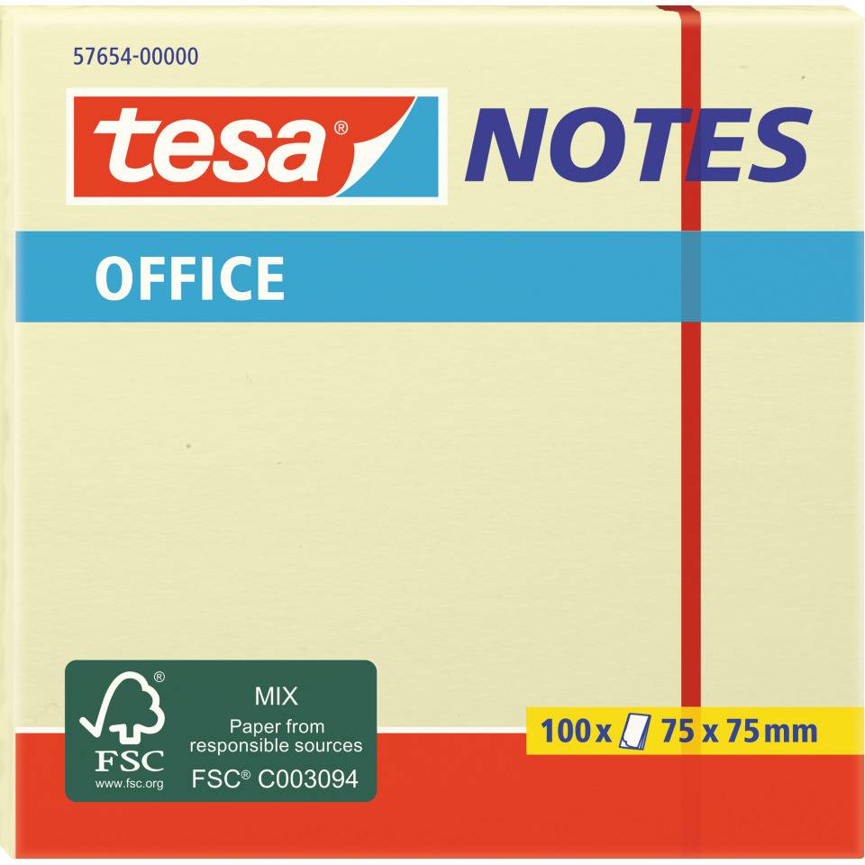tesa®Notes Haftnotizen, 100 Blatt, gelb, 75mm x 75mm