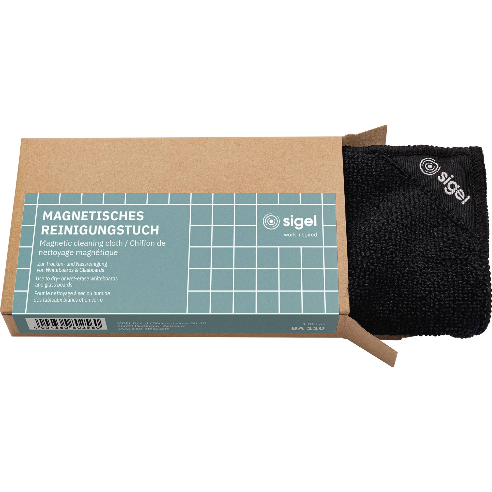 SIGEL Reinigungstuch BA110 magnetisch schwarz