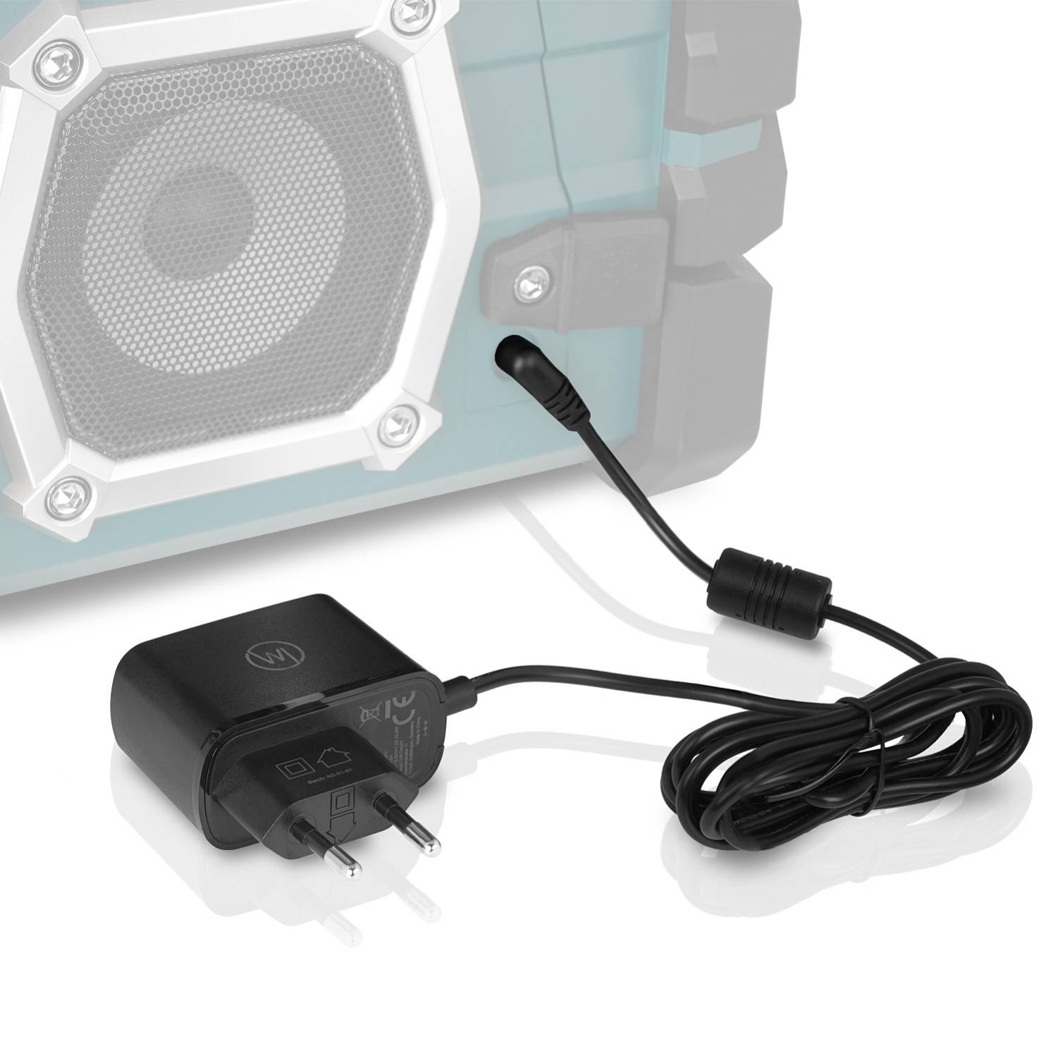 Wicked Chili langes 200cm Netzteil funkenstört für Makita Baustellenradio DMR / BMR 116 112 110 109 108 107 106 105 104 102 101 Ladekabel Netzstecke