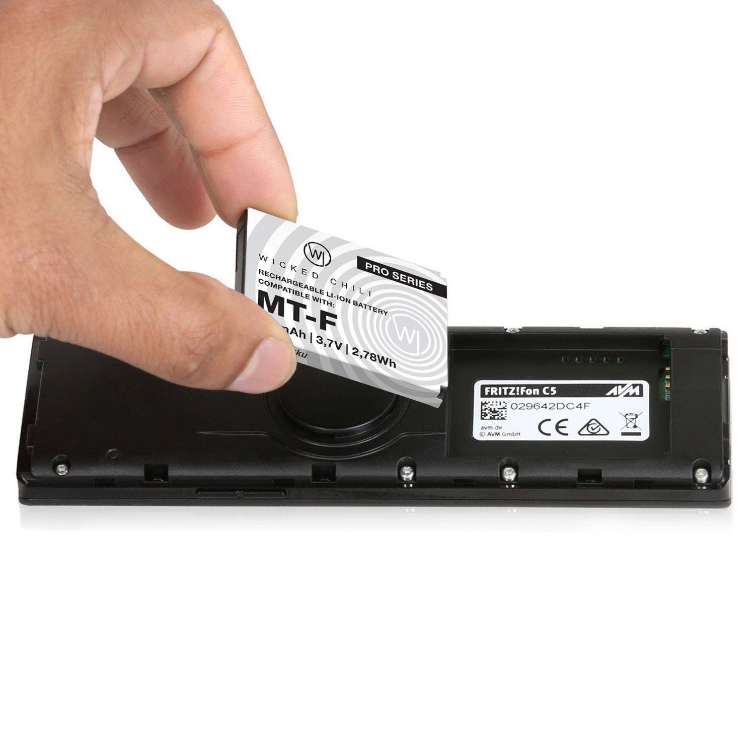 Wicked Chili Akku kompatibel mit AVM Fritz!Fon C5 / C4 / M2 / MT-F/Motorola MOTOFONE F3 / EM325 / M325 / EM25