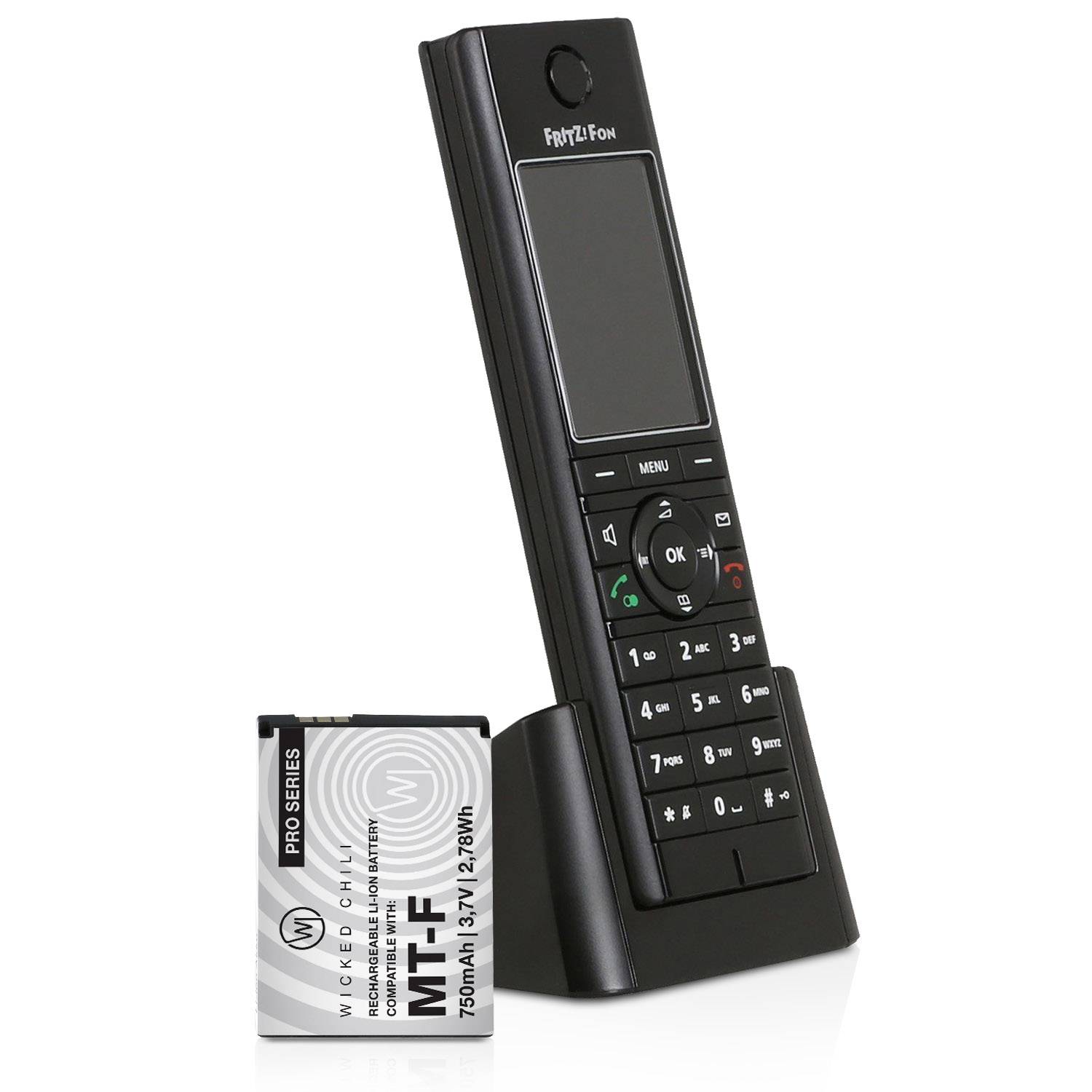 Wicked Chili Akku kompatibel mit AVM Fritz!Fon C5 / C4 / M2 / MT-F/Motorola MOTOFONE F3 / EM325 / M325 / EM25