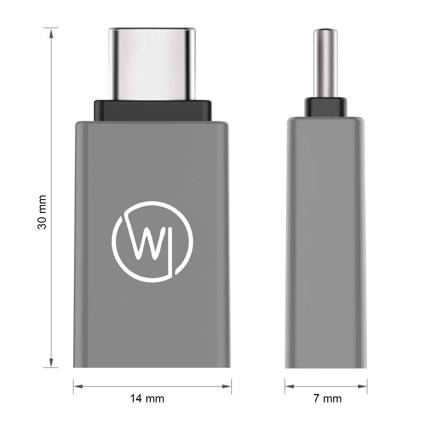 Wicked Chili 2 Stück OTG 3.2 Gen.1 USB-C auf USB-A Adapter für iPad Pro, Air, MacBook, Galaxy, Surface, Laptop