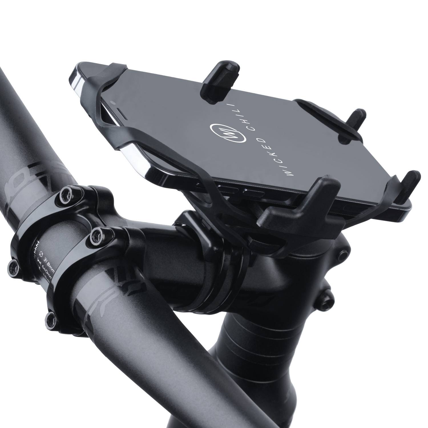 Wicked Chili Universal Fahrrad & Motorrad Handyhalterung mit Sicherungsgummi für Handy / Smartphone