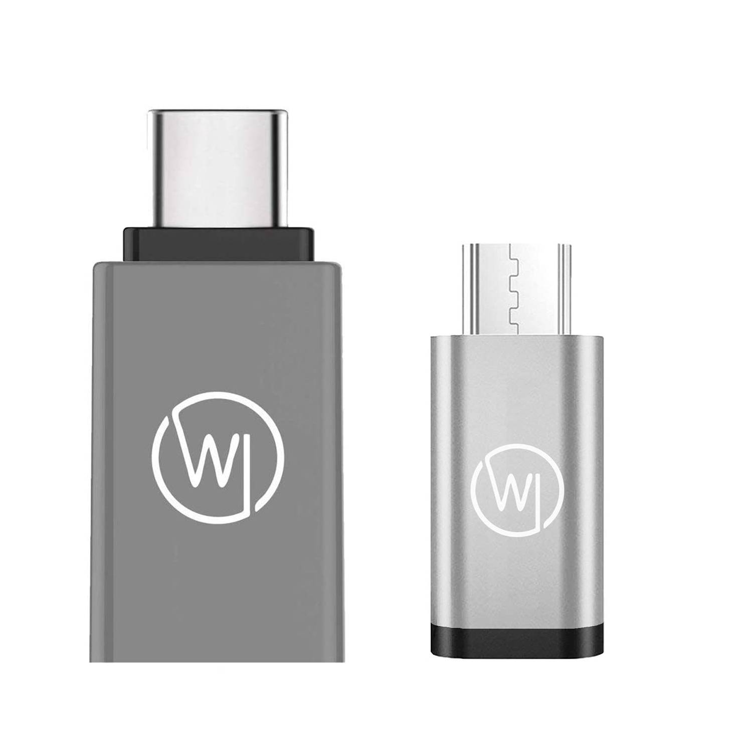 Wicked Chili USB C Adapter auf USB A (USB 3.2 Gen 1 SuperSpeed-USB-Adapter) + MicroUSB zu USB-C Adapter OTG Alu-Adapter
