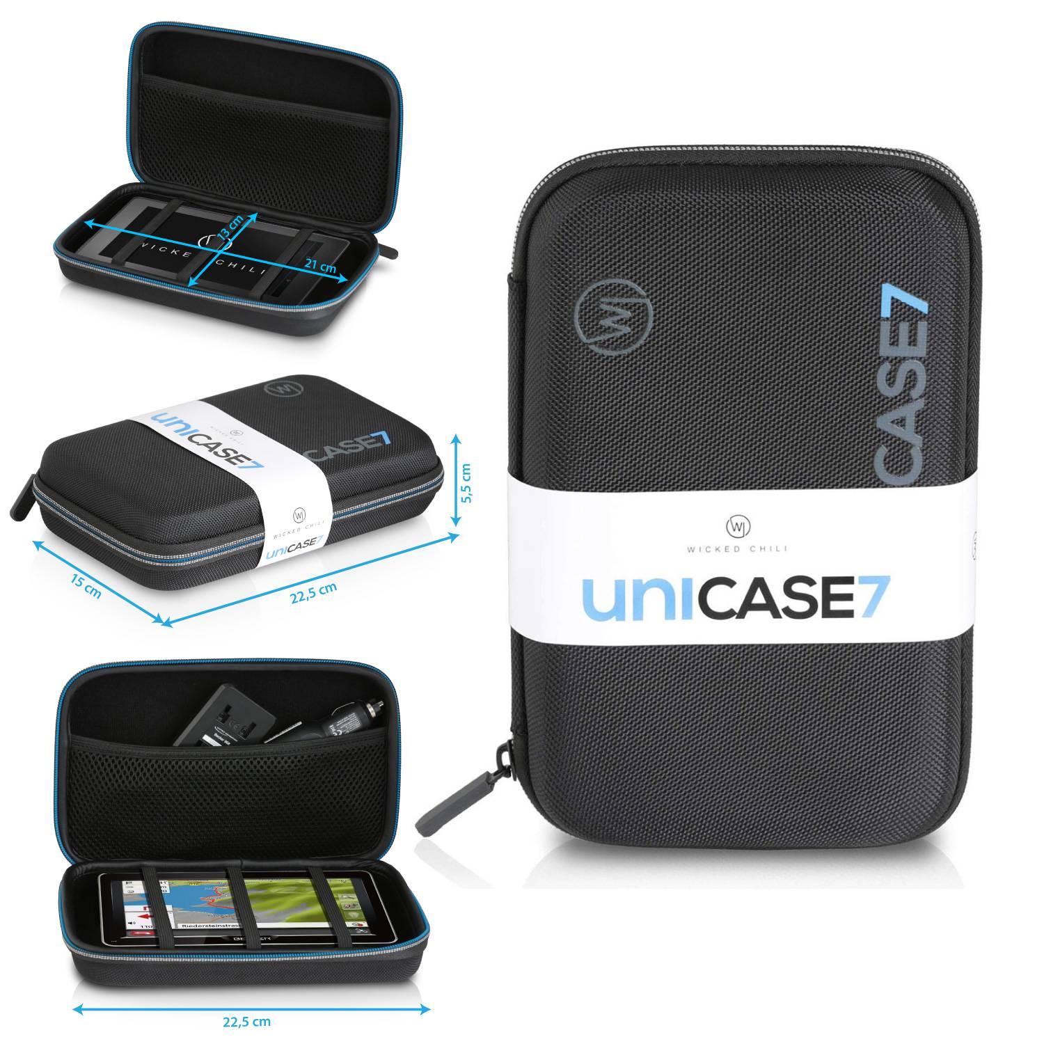 Wicked Chili Universal Hardcase Tasche für Amazon Fire 7" - 8" HD / Galaxy Tab Schutztasche für 7" Tablet / Navi / HDD