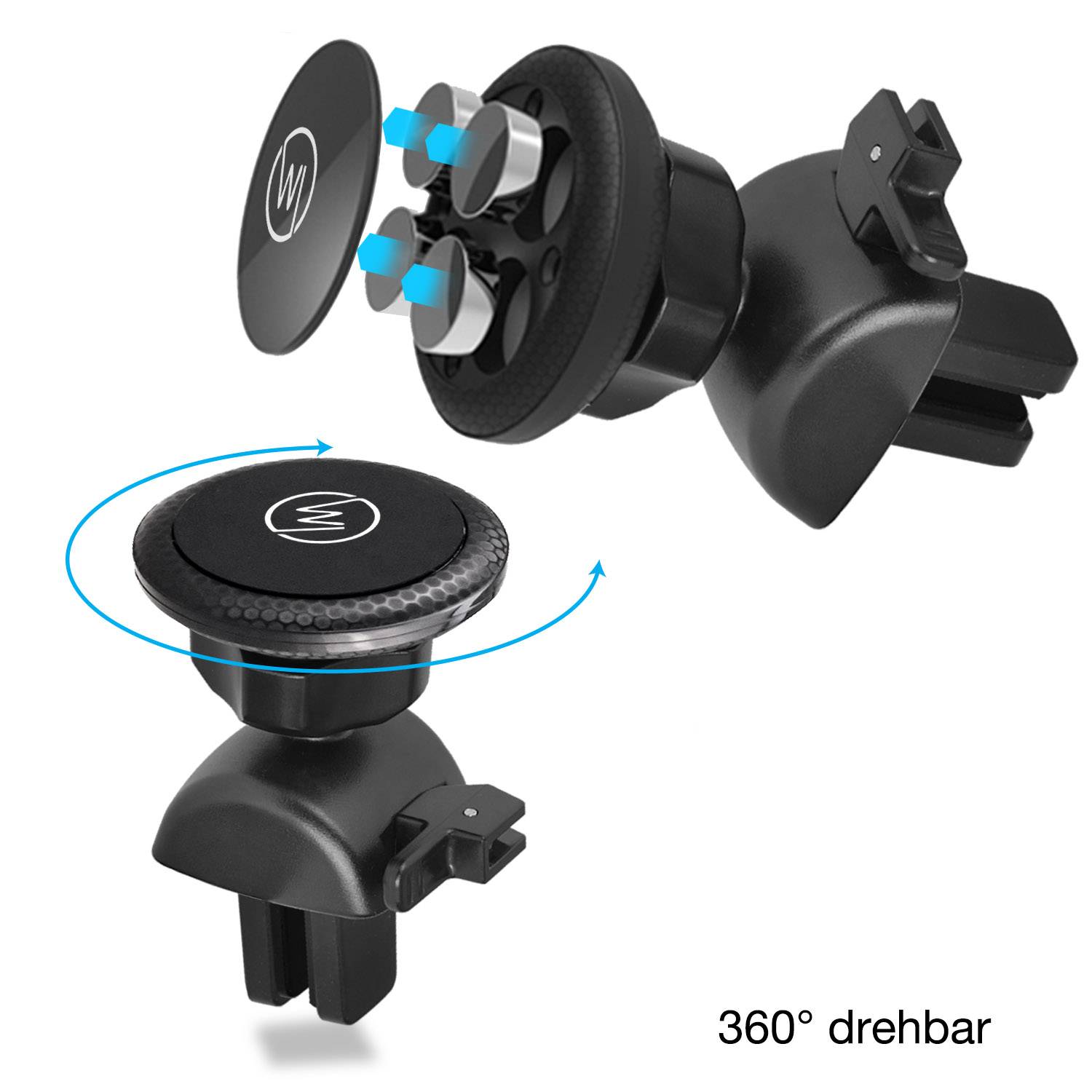 Wicked Chili Magnet Handyhalterung Universal mit Metallplättchen für Lüftungsgitter Lüfterhalterung Apple Samsung