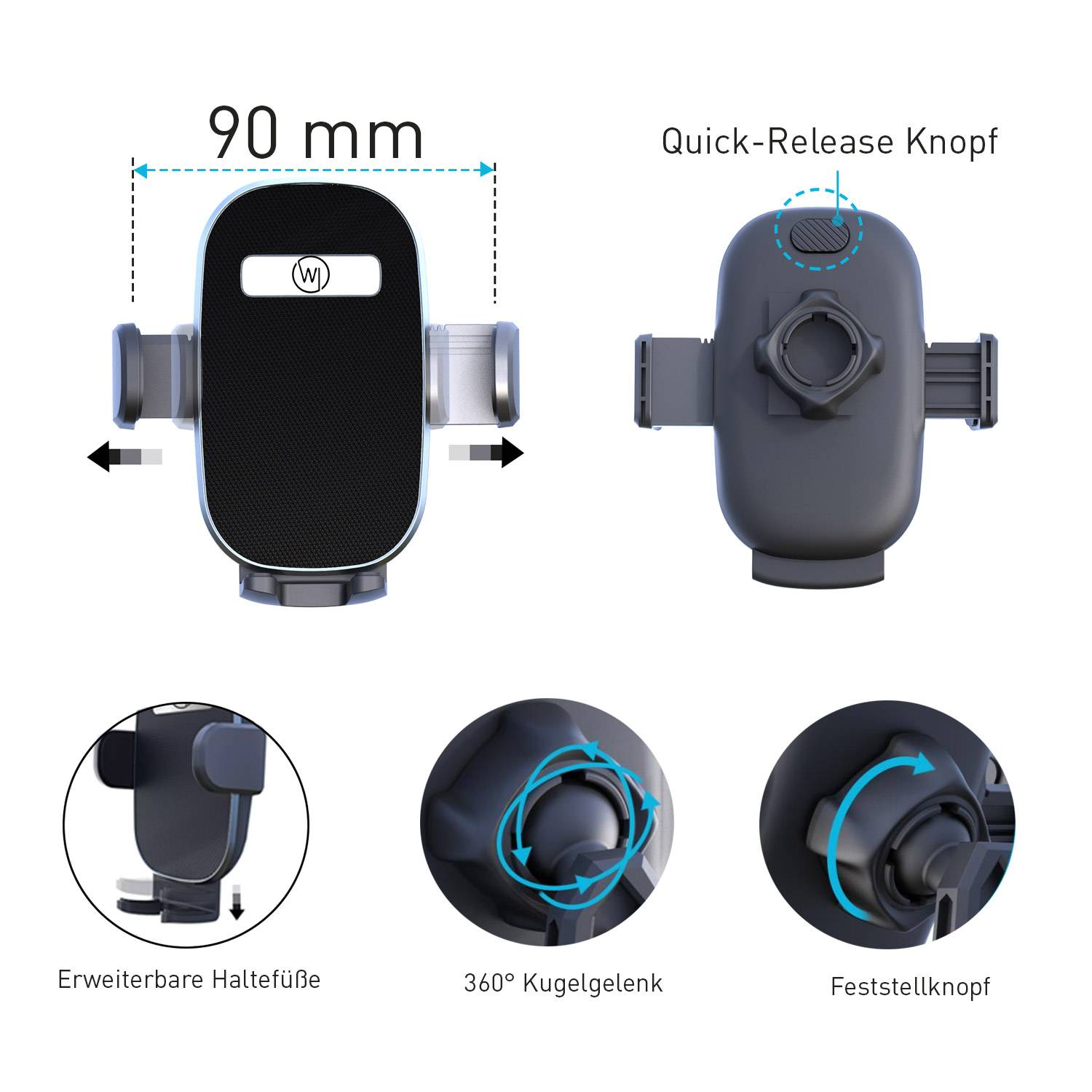 2in1 KFZ Universal Handyhalterung für iPhone 17, 16, 15, 14 13 Pro, Max, Mini Samsung Galaxy, Pixel