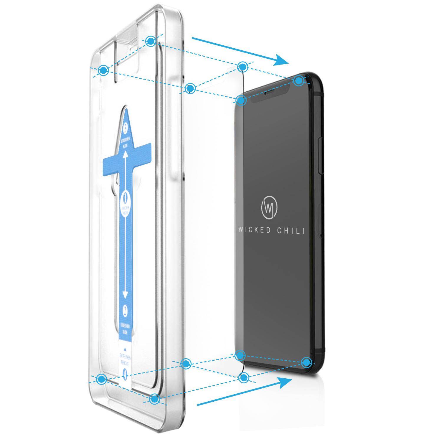 Wicked Chili 2 Stück Panzerglas mit Applikator für Apple iPhone 11 Pro, XS, X (5,8") Glas Displayschutzfolie