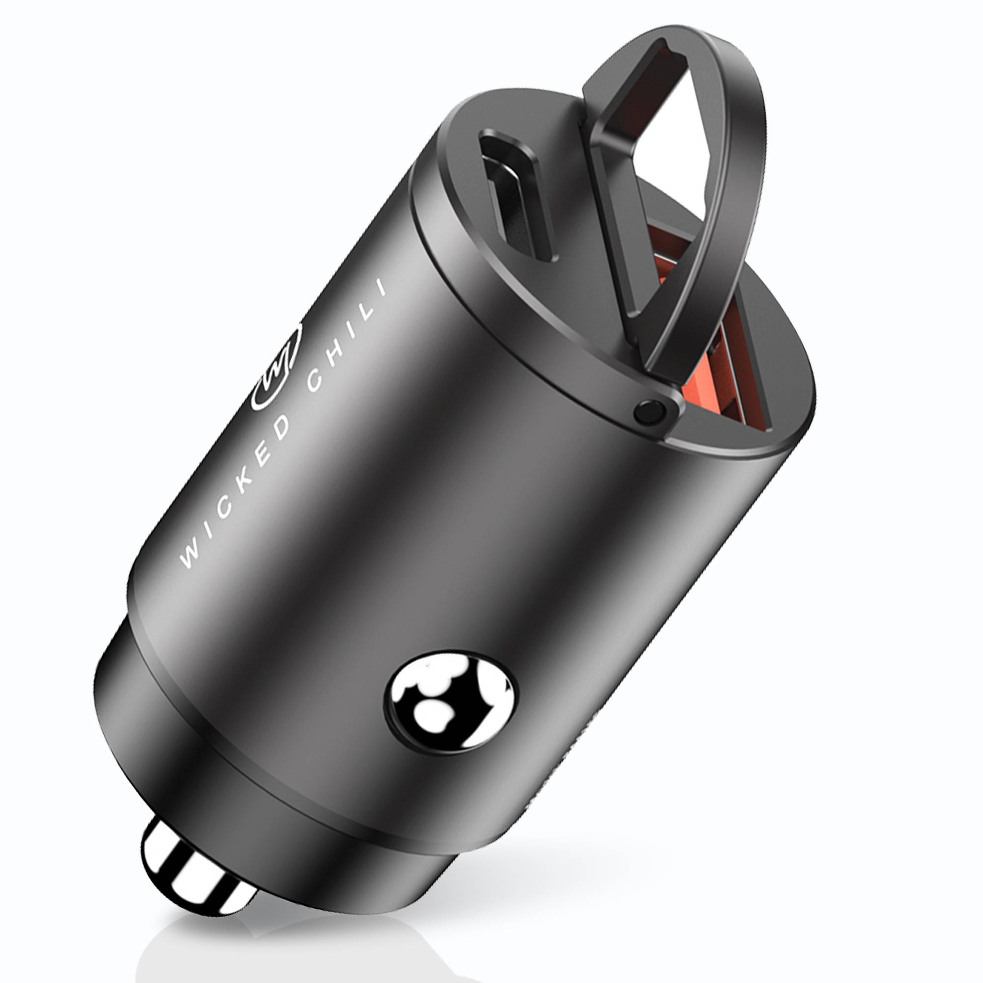 Wicked Chili 45W Mini USB-C +USB-A KFZ Ladegerät für iPhone 16, 15, 14, Samsung Auto Schnellladegerät