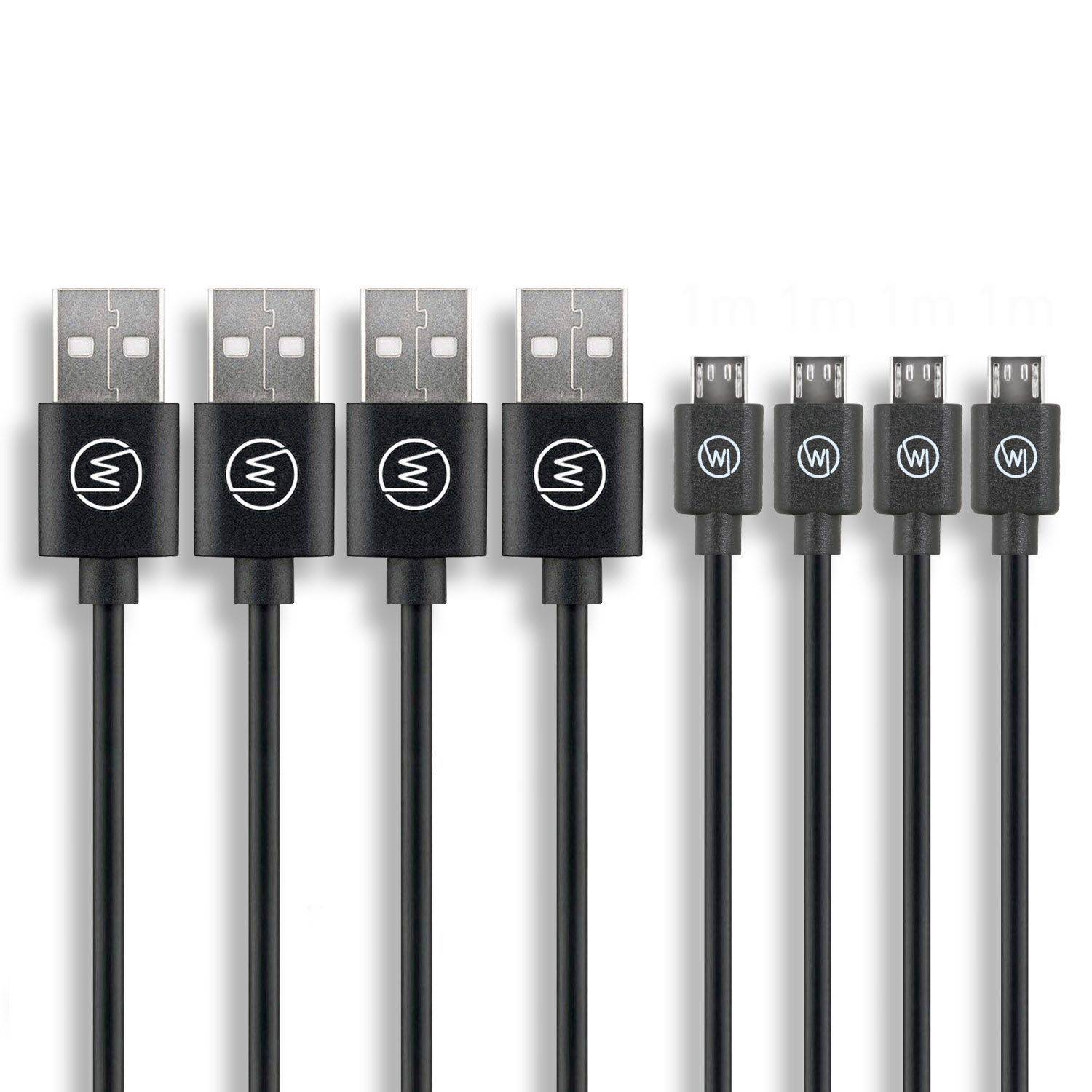 Wicked Chili 4x MicroUSB Handy Ladekabel kompatibel mit Samsung, Huawei, Xiaomi, Realme, Vivo und Smartphone