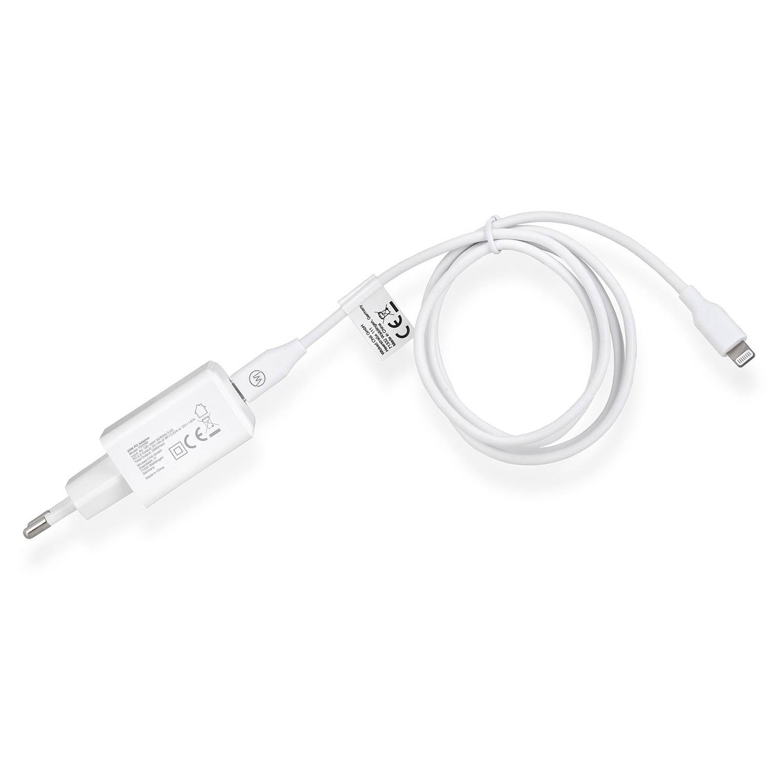 Wicked Chili 20W USB-C Netzteil & 1m Lightning auf USB C Kabel für iPhone 14 / 13 / 12 Pro Max Mini - USB C PD Ladegerät