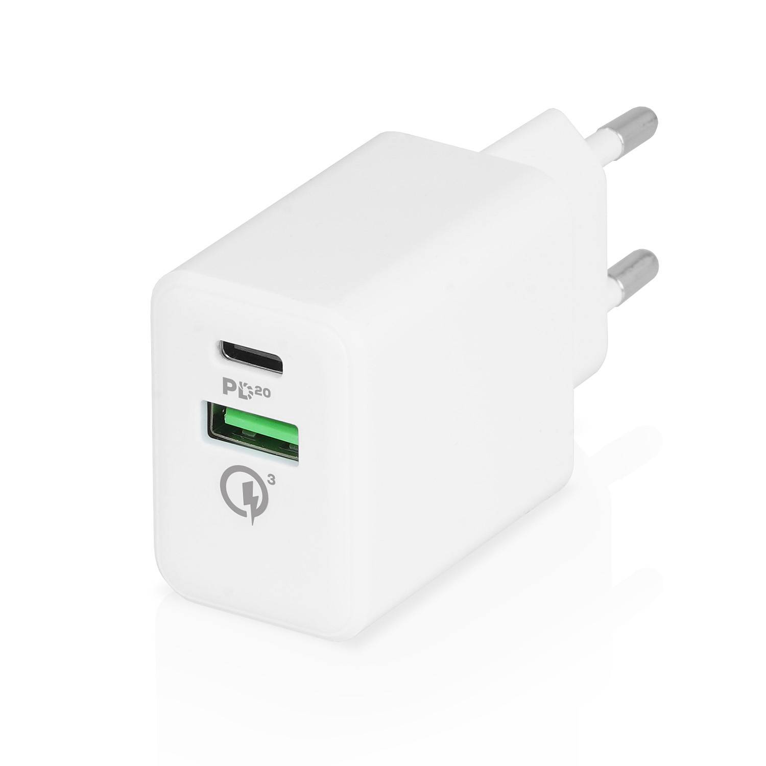 Wicked Chili 20W Dual USB Ladegerät USB-C + USB-A - Schnellladegerät für Apple iPhone 14, MagSafe, Samsung, Universal