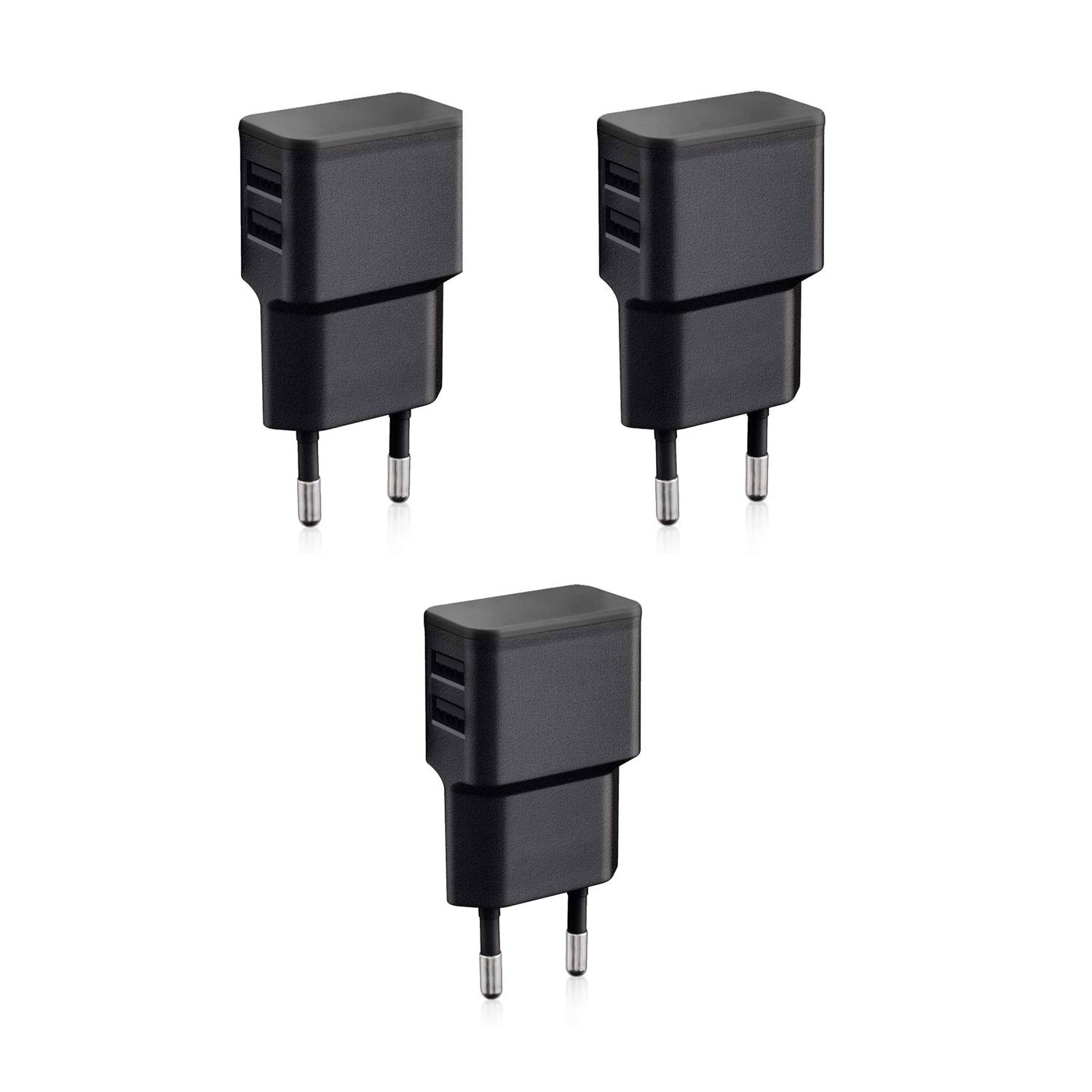 Wicked Chili 3x Dual USB Ladegerät 12W / 2400mA Pro Series (Netzstecker 90° abgewinkelt, 2-Fach USB) schwarz