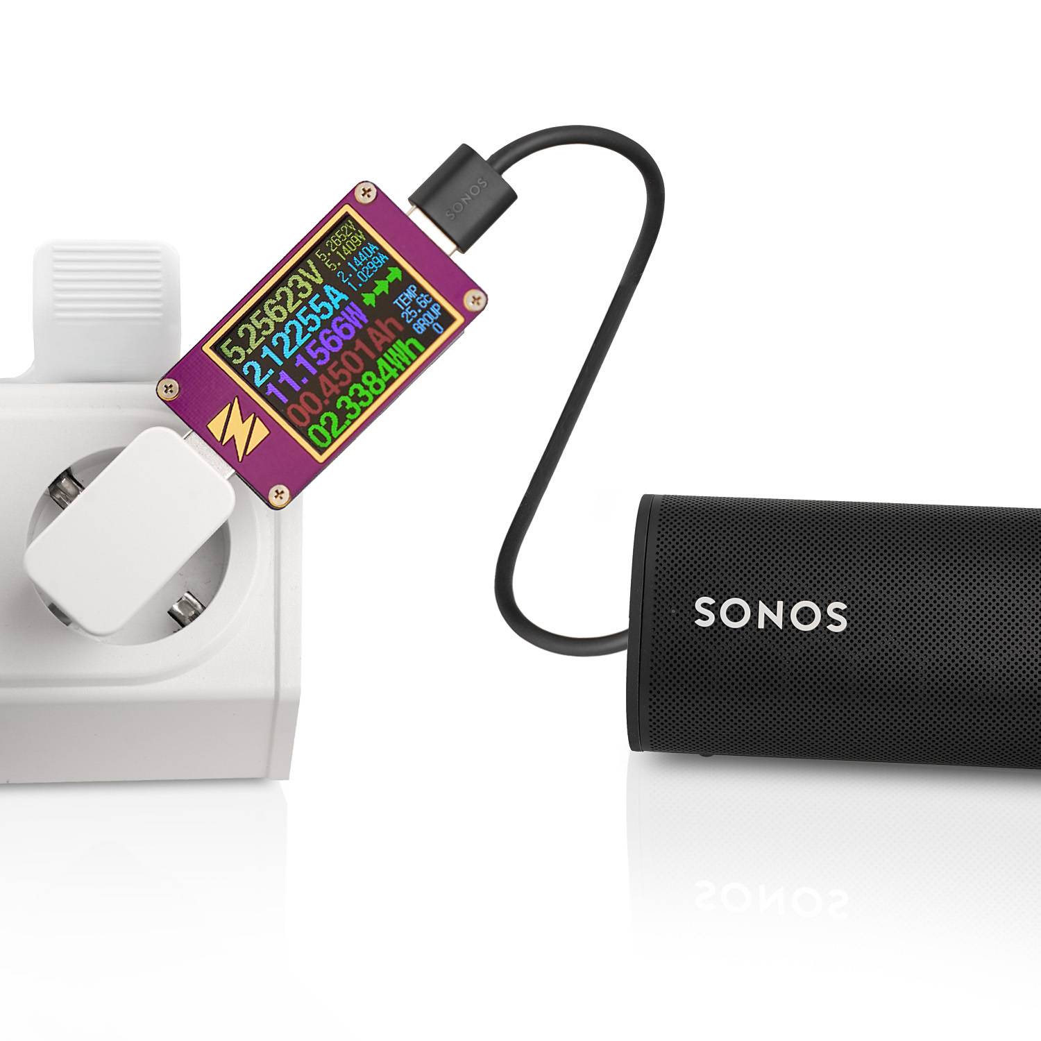Wicked Chili Dual USB Ladegerät geeignet für 2 Sonos Roam Speaker oder 2x kabelloses Ladegerät, Doppelstecker