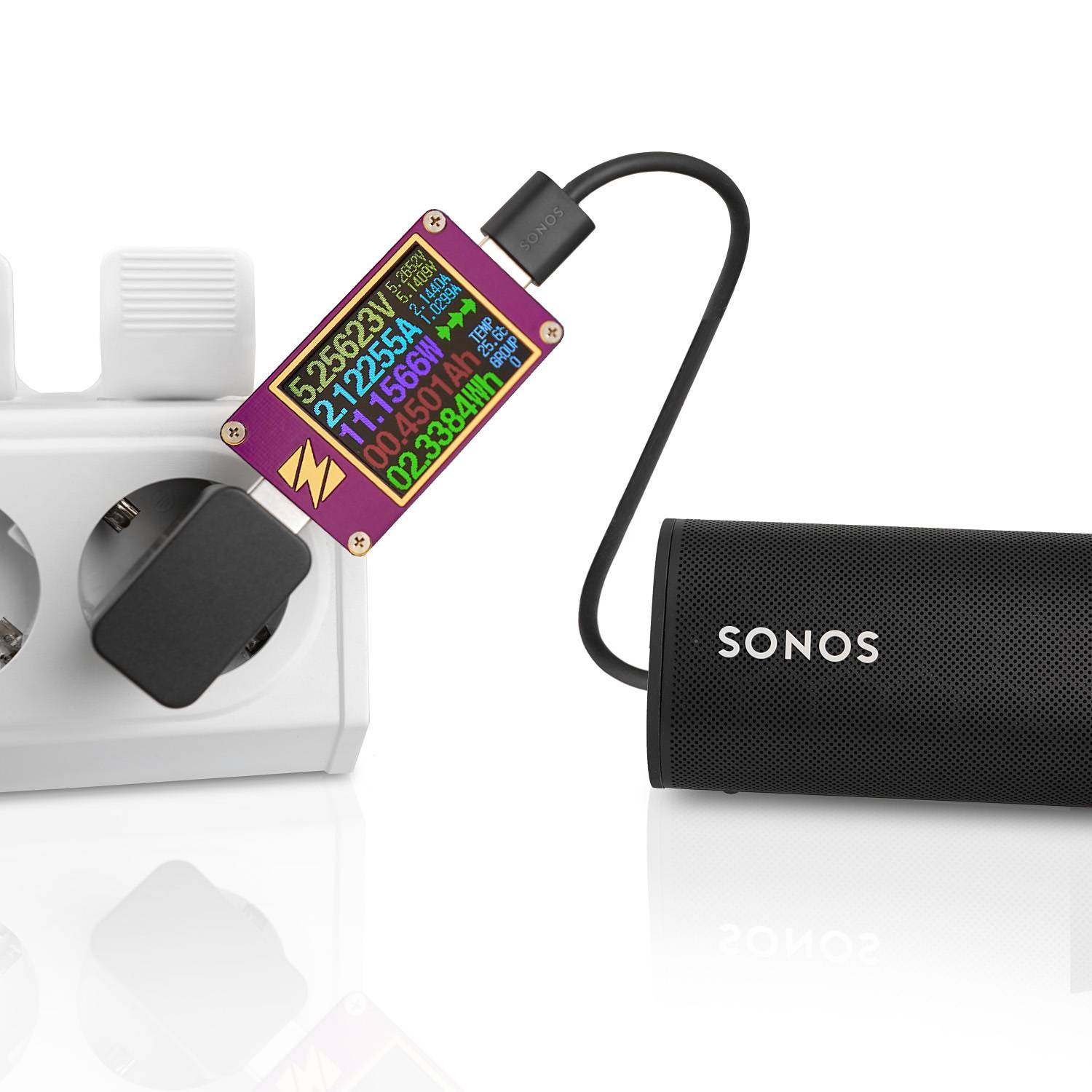 Wicked Chili Dual USB Ladegerät für Sonos Roam, ersetzt 10W Netzeil für USB-A auf USB-C Kabel (2.4 A, 12W) schwarz