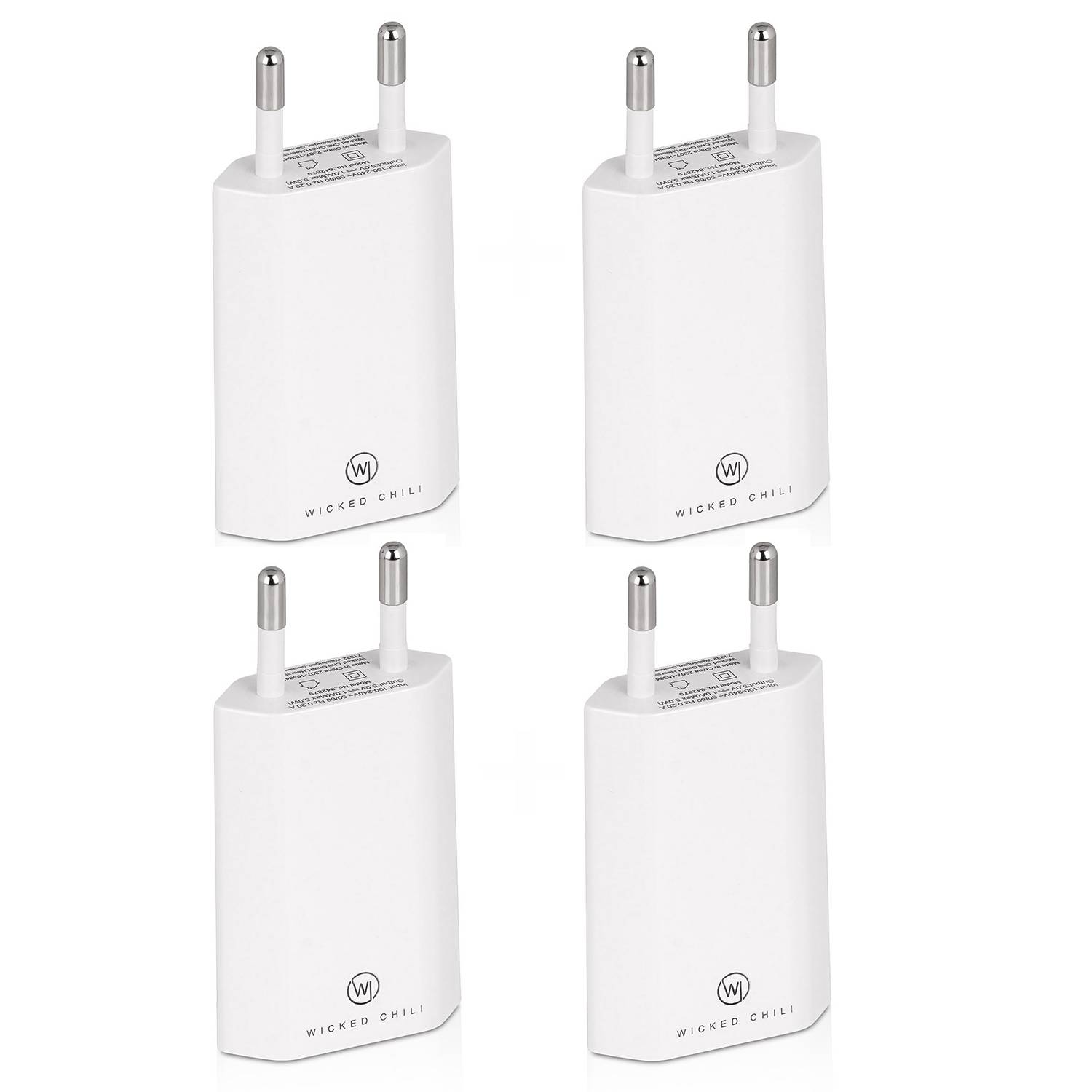 Wicked Chili 4x USB-Netzteil für Apple iPhone, Samsung Galaxy, Smartphone, Handy - Ladegerät (1A, 5V) weiß