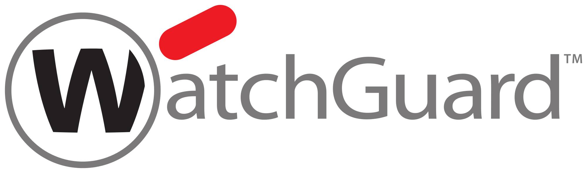 WatchGuard-Logo mit einem großen schwarzen W in einem grauen Kreis und dem Wort WatchGuard in schwarzem und grauem Text.