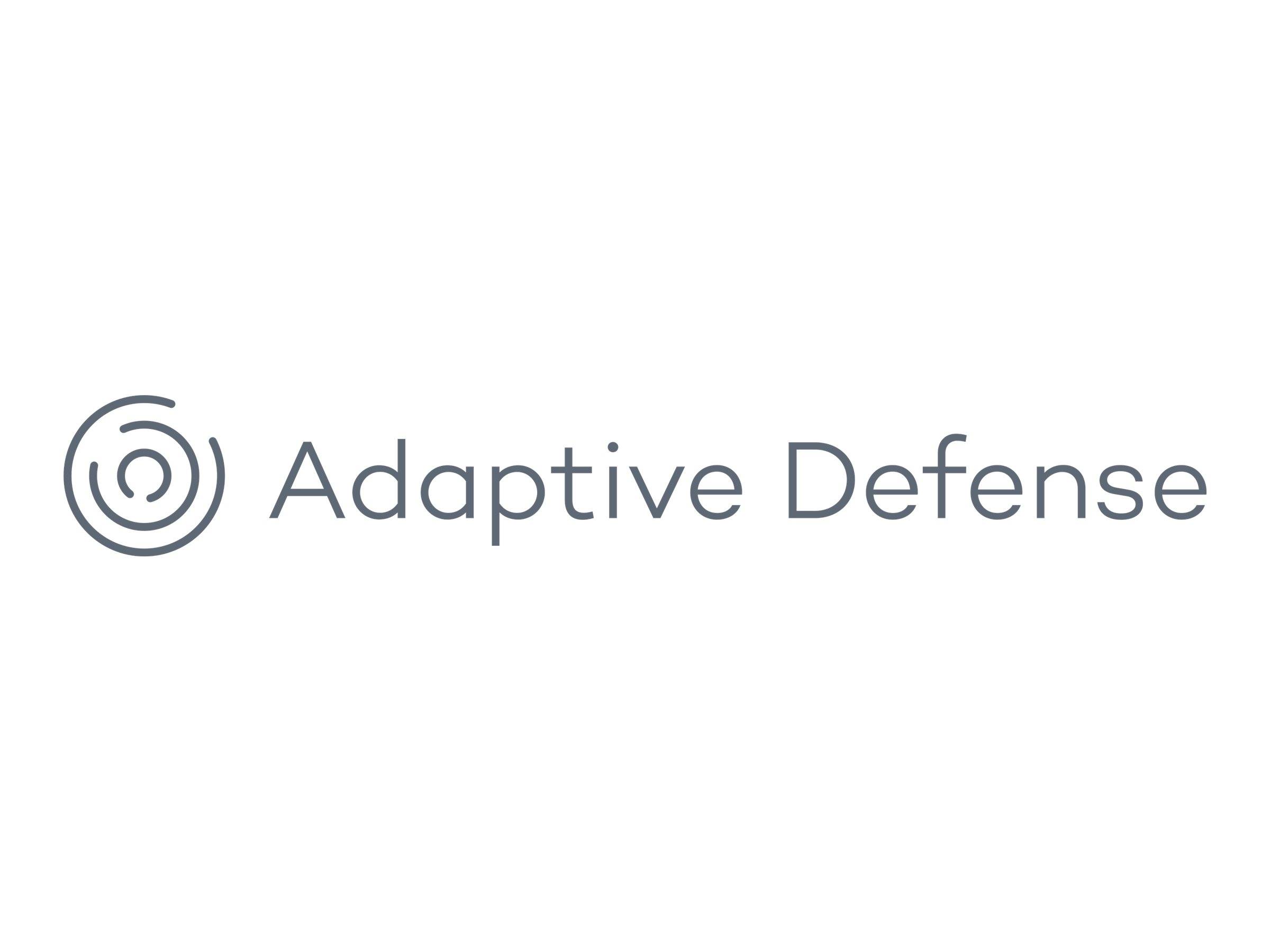 Logo mit einem kreisförmigen abstrakten Symbol und dem Text „Adaptive Defense