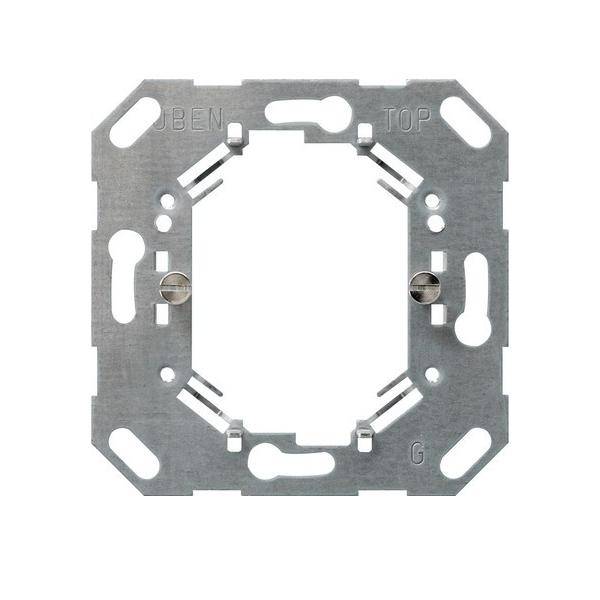 Ein Metallmontagerahmen mit zwei Schrauben, beschriftet mit 