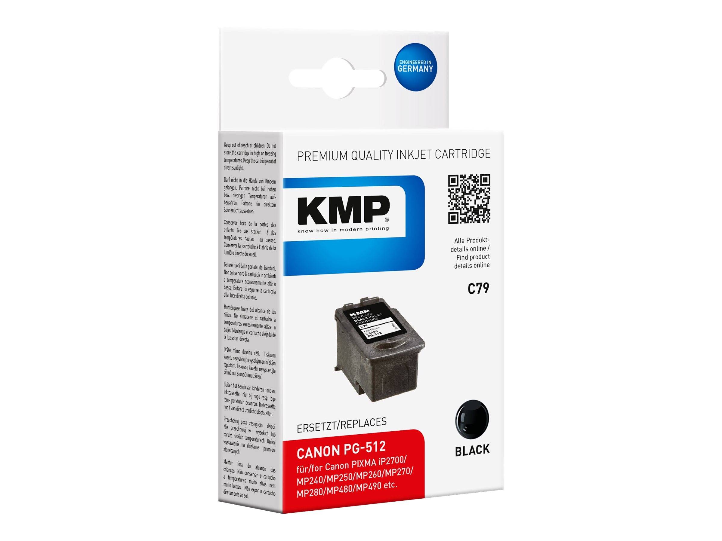 KMP C79 - 15 ml - Schwarz - kompatibel - Tintenbehälter (Alternative zu: Canon PG-512, Canon 2969B001)