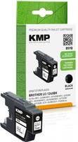 Paket mit schwarzer KMP Premium-Qualitäts-Tintenpatrone und entsprechende Patrone im Vordergrund gezeigt, beschriftet für Brother LC-123BK schwarze Druckertinte.
