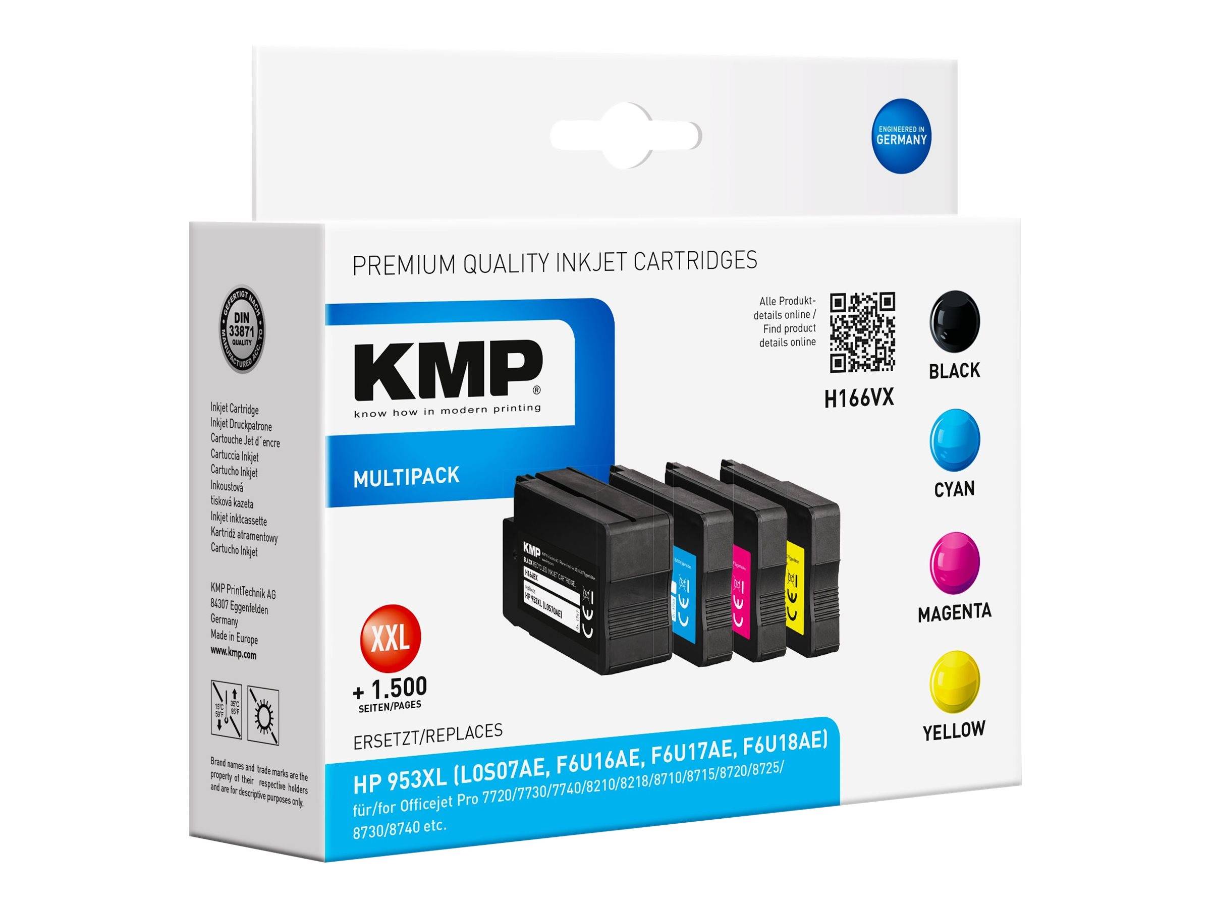 KMP MULTIPACK H166VX - 4er-Pack - Hohe Ergiebigkeit - Schwarz, Gelb, Cyan, Magenta - kompatibel - Tintenpatrone (Alternative zu: HP F6U18AE, HP